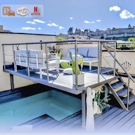 Villa La Maison Blanche 5*, Piscine & Vue Cite Medievale Carcassonne